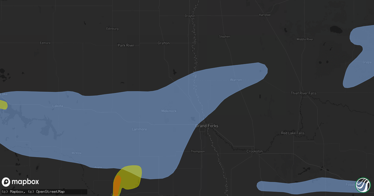 Hail map in Manvel, ND on September 3, 2026