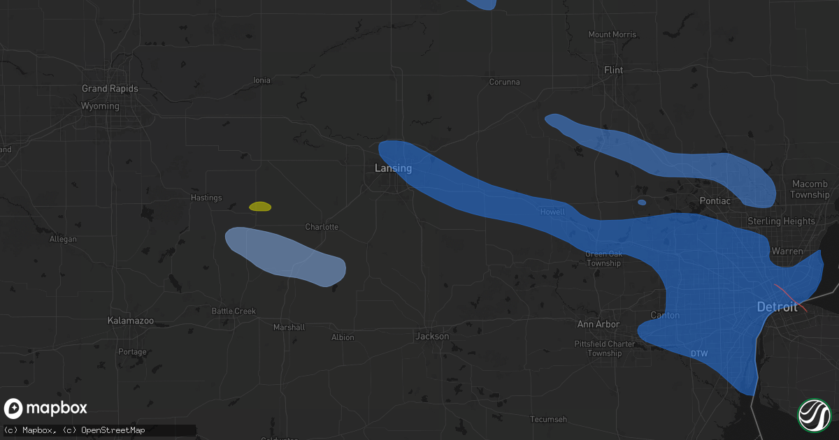 Hail map in Mason, MI on September 3, 2026