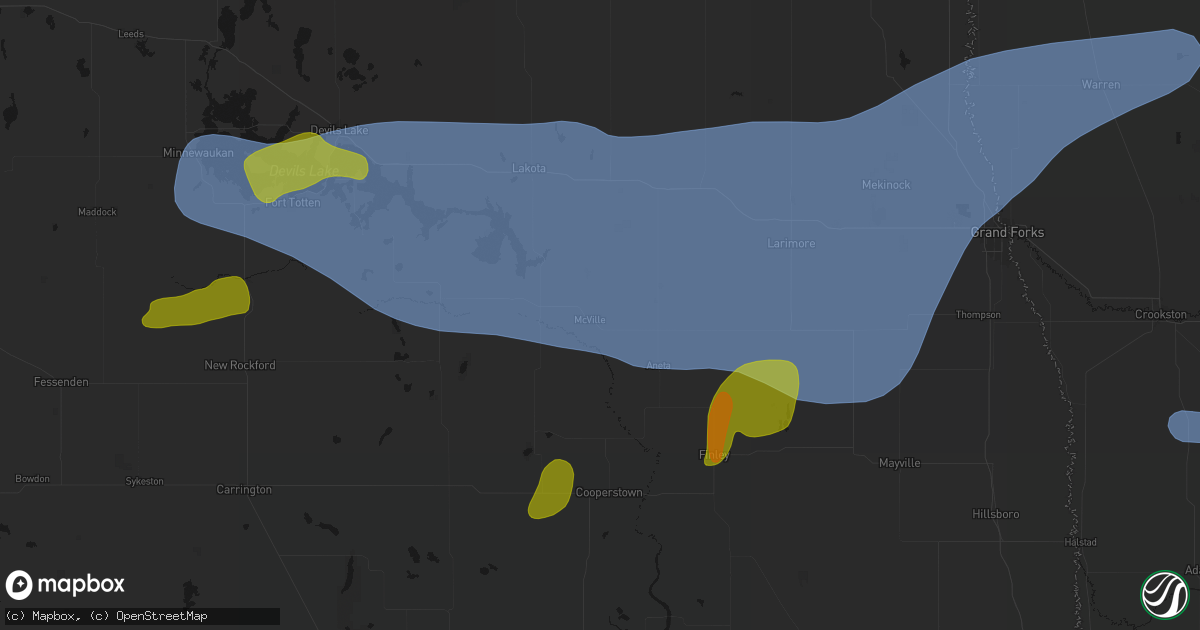 Hail map in Mcville, ND on September 3, 2026