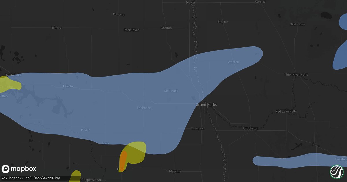 Hail map in Mekinock, ND on September 3, 2026