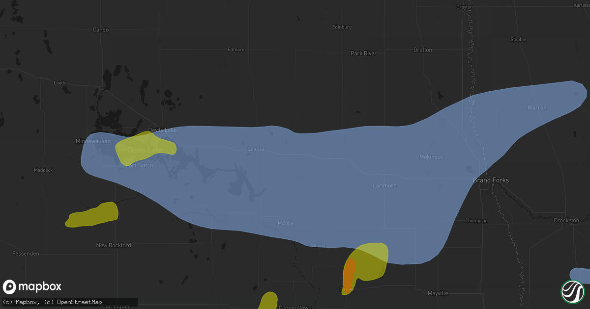 Hail map in Michigan, ND on September 3, 2026