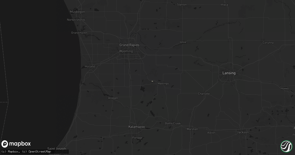Hail map in Middleville, MI on September 3, 2026