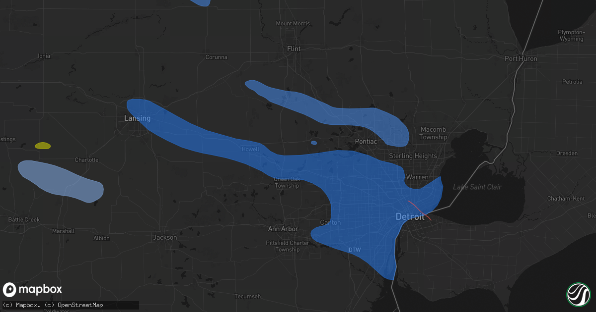 Hail map in Milford, MI on September 3, 2026