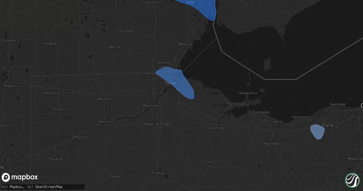 Hail map in Millbury, OH on September 3, 2026