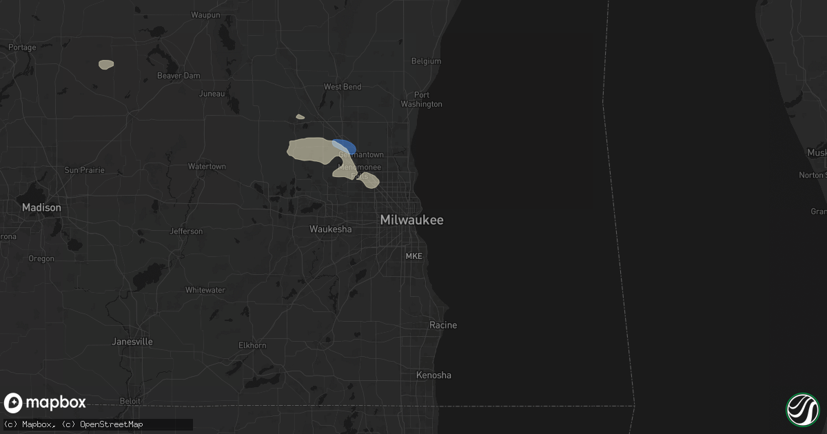 Hail map in Milwaukee, WI on September 3, 2026