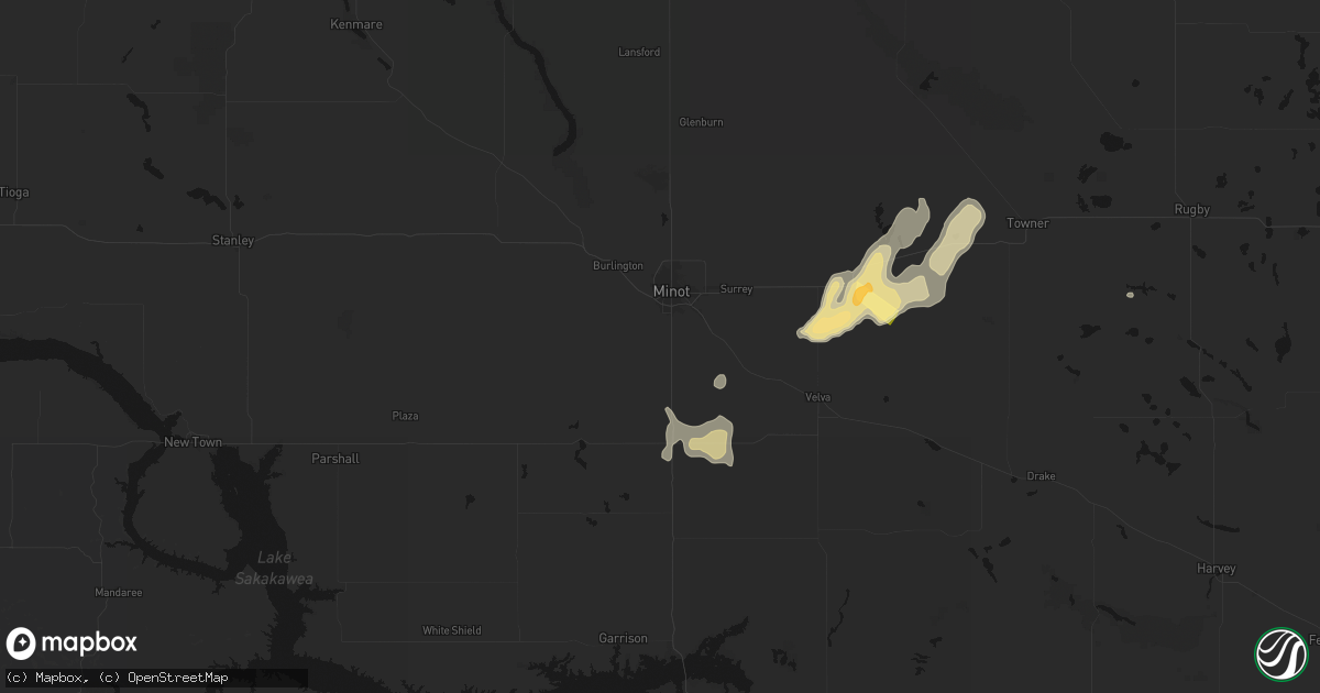 Hail map in Minot, ND on September 3, 2026