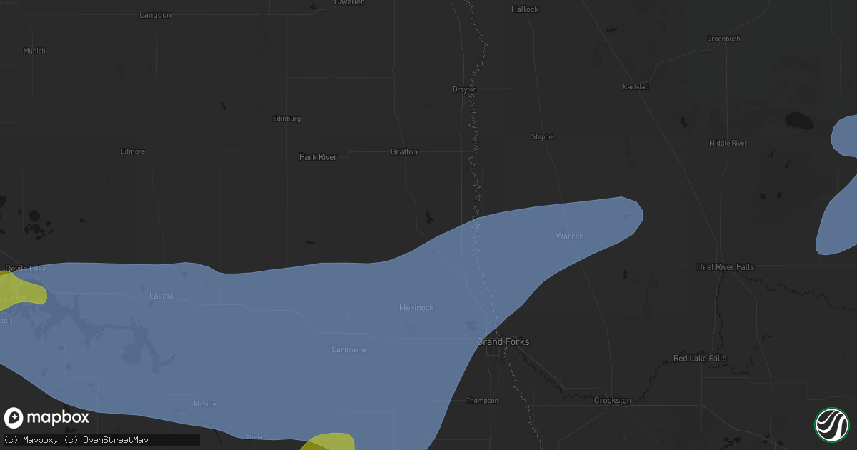 Hail map in Minto, ND on September 3, 2026
