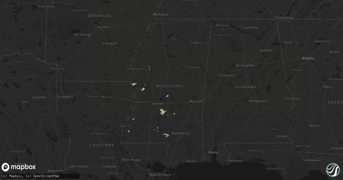 Hail map in Mississippi on September 3, 2026