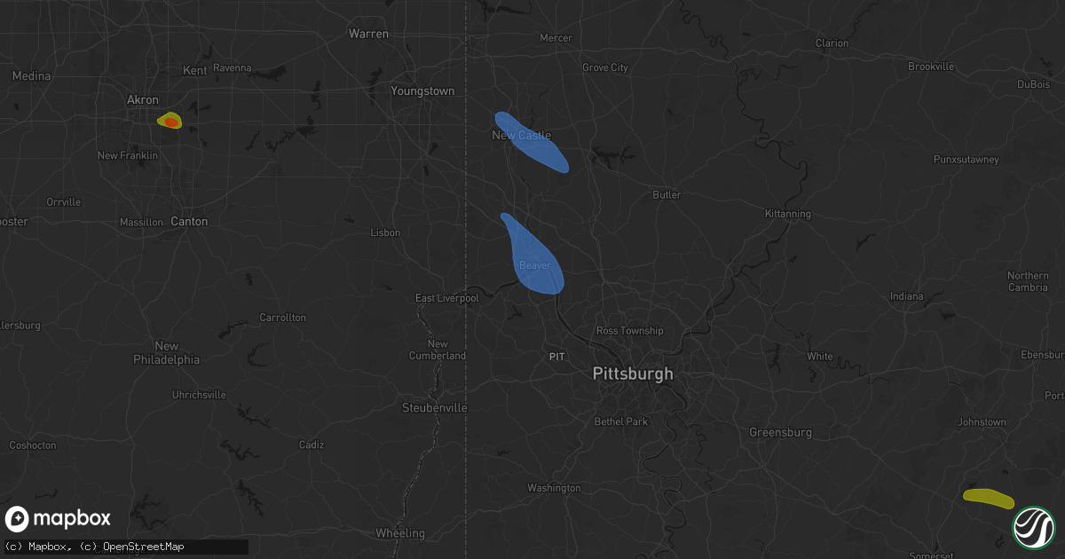 Hail map in Monaca, PA on September 3, 2026