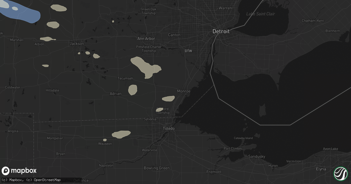 Hail map in Monroe, MI on September 3, 2026