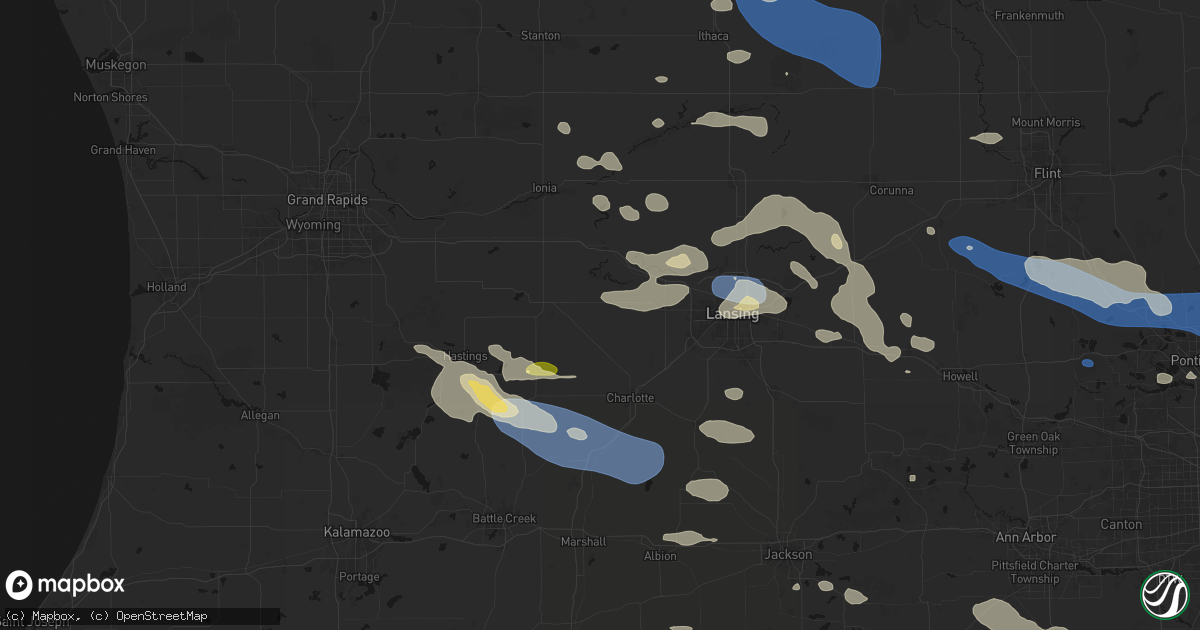 Hail map in Mulliken, MI on September 3, 2026