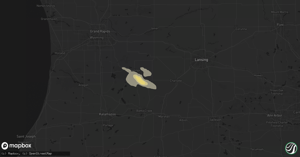 Hail map in Nashville, MI on September 3, 2026