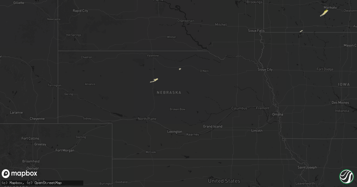 Hail map in Nebraska on September 3, 2026