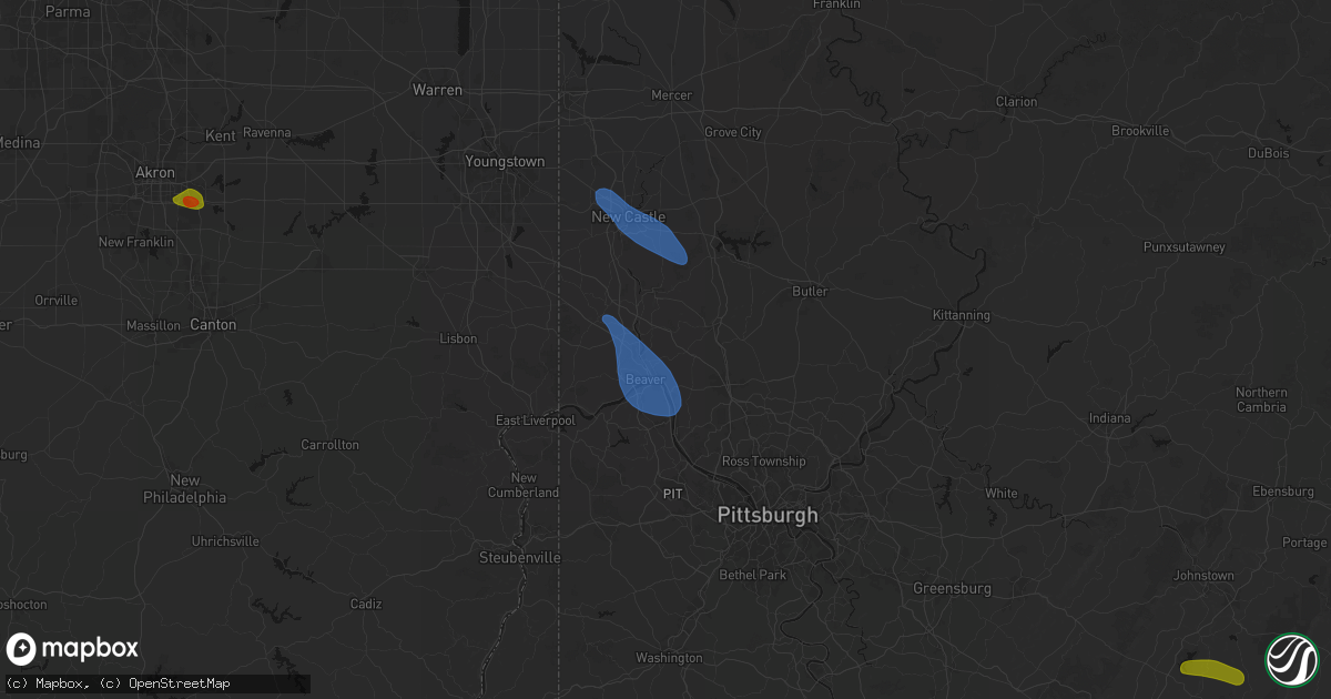 Hail map in New Brighton, PA on September 3, 2026