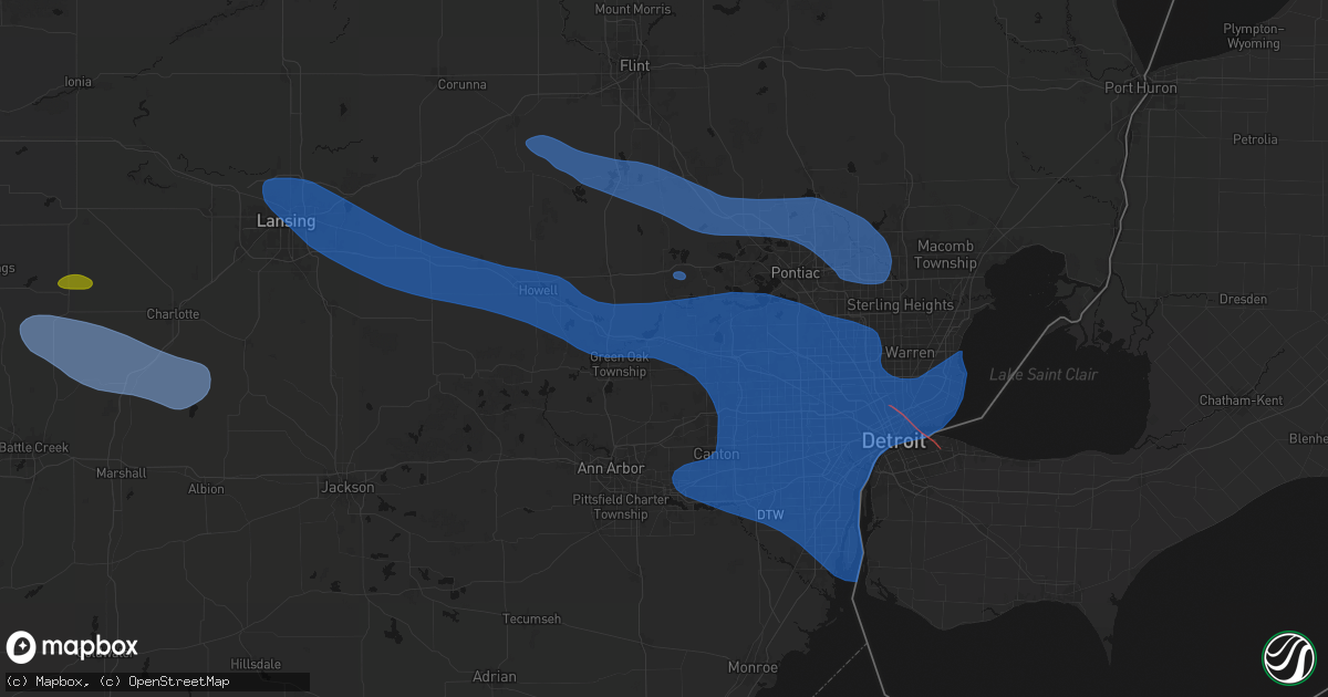 Hail map in New Hudson, MI on September 3, 2026