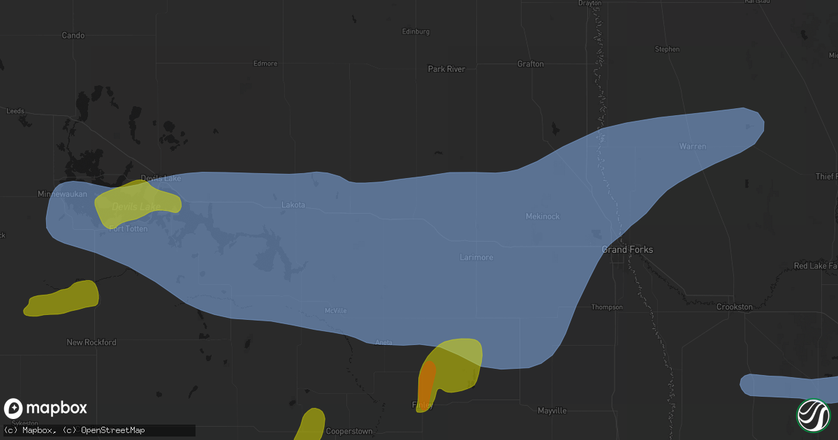 Hail map in Niagara, ND on September 3, 2026