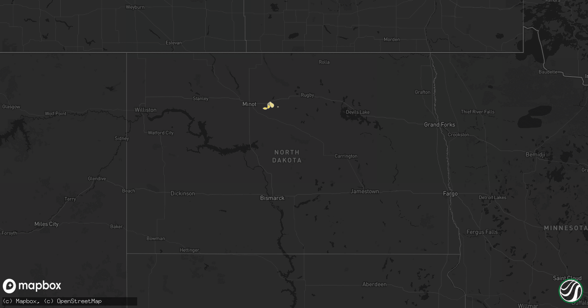 Hail map in North Dakota on September 3, 2026