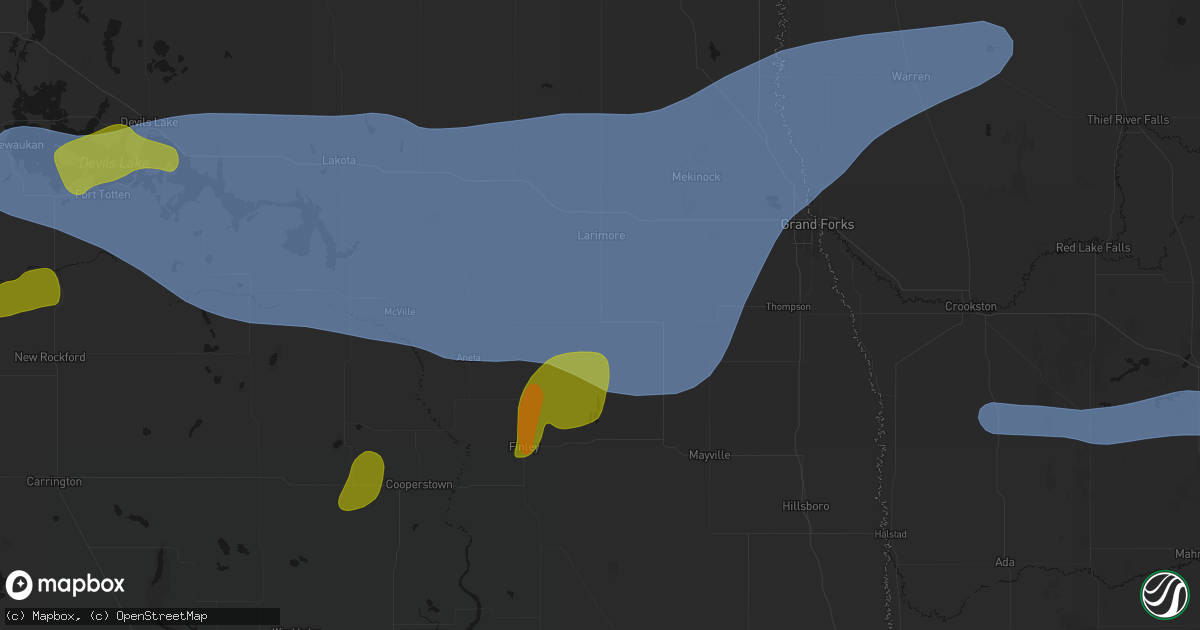 Hail map in Northwood, ND on September 3, 2026
