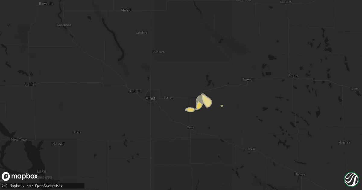 Hail map in Norwich, ND on September 3, 2026