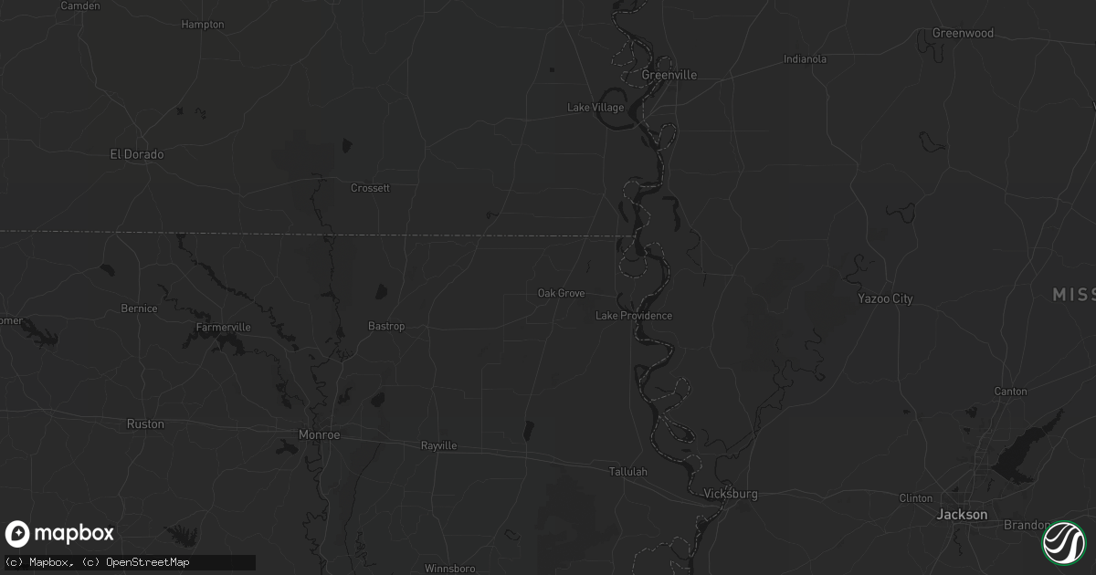Hail map in Oak Grove, LA on September 3, 2026