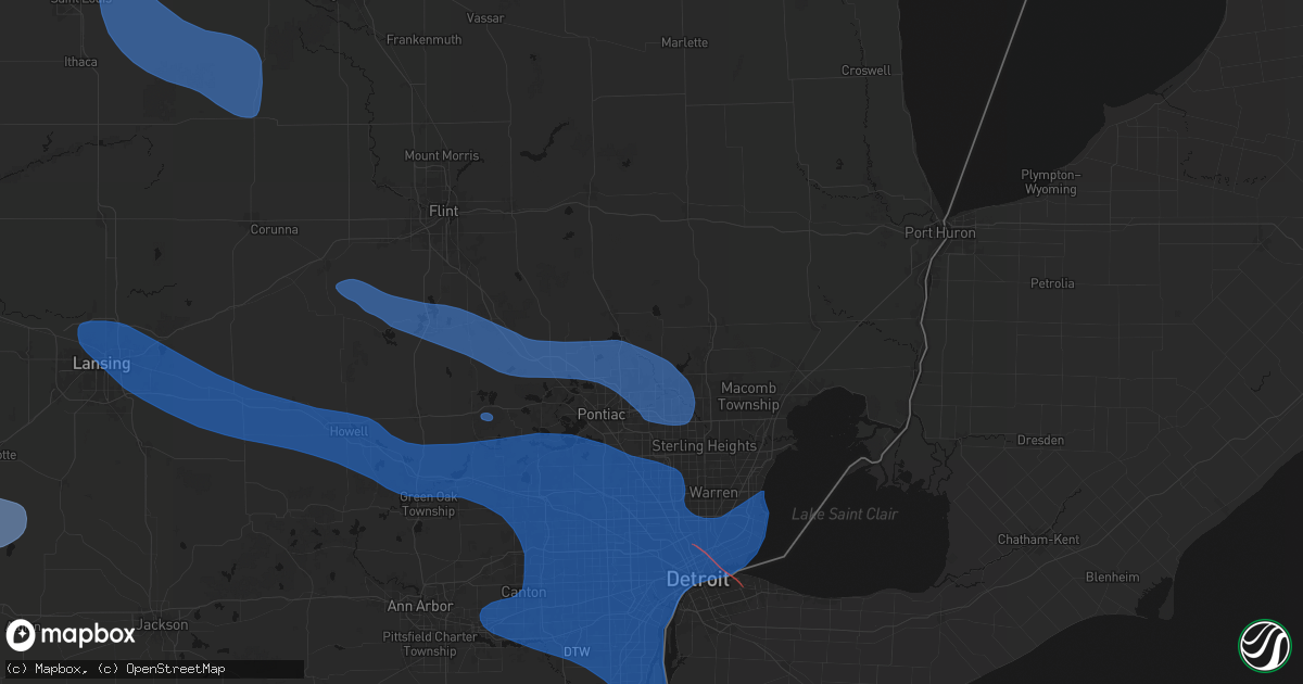 Hail map in Oakland, MI on September 3, 2026