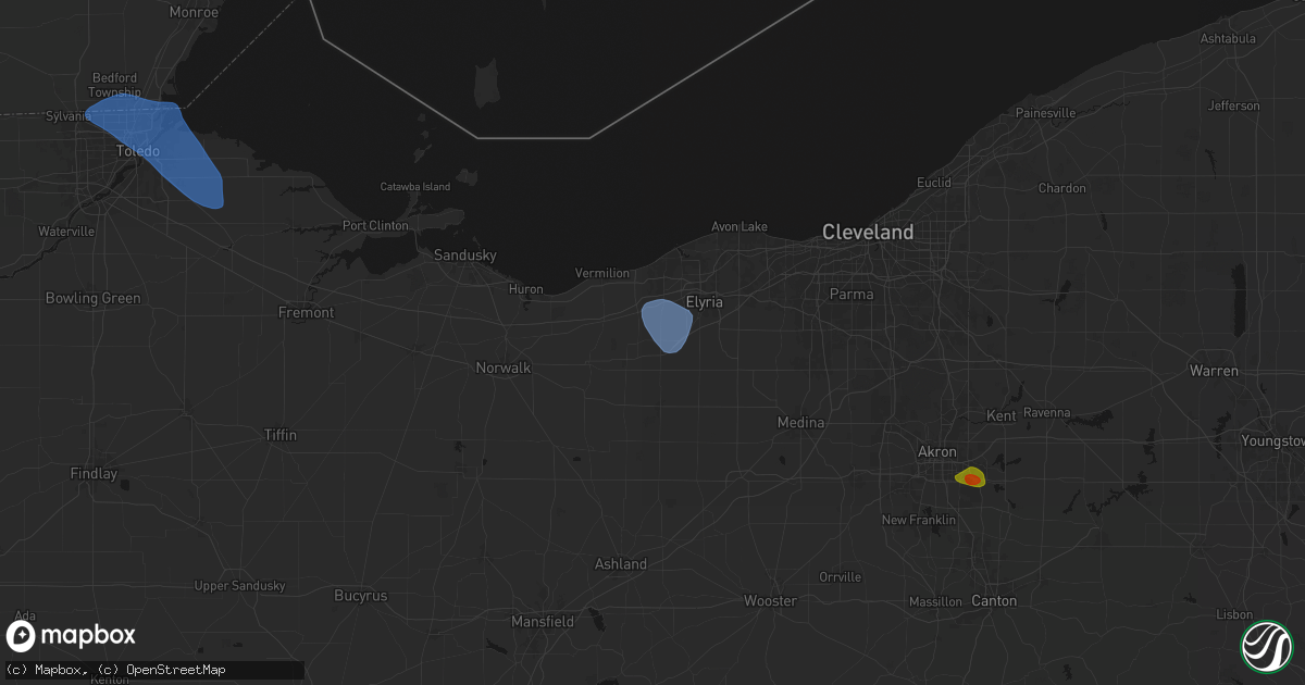 Hail map in Oberlin, OH on September 3, 2026