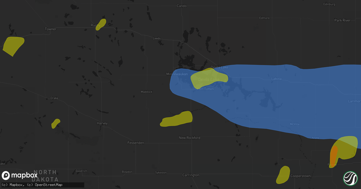 Hail map in Oberon, ND on September 3, 2026
