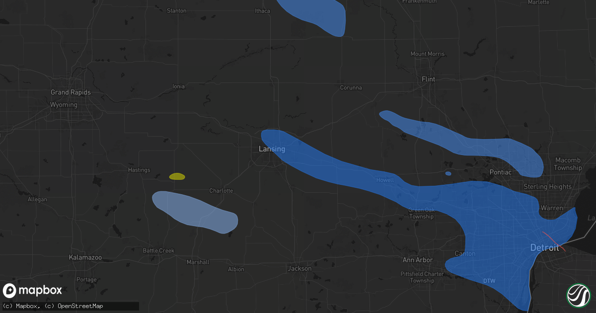 Hail map in Okemos, MI on September 3, 2026