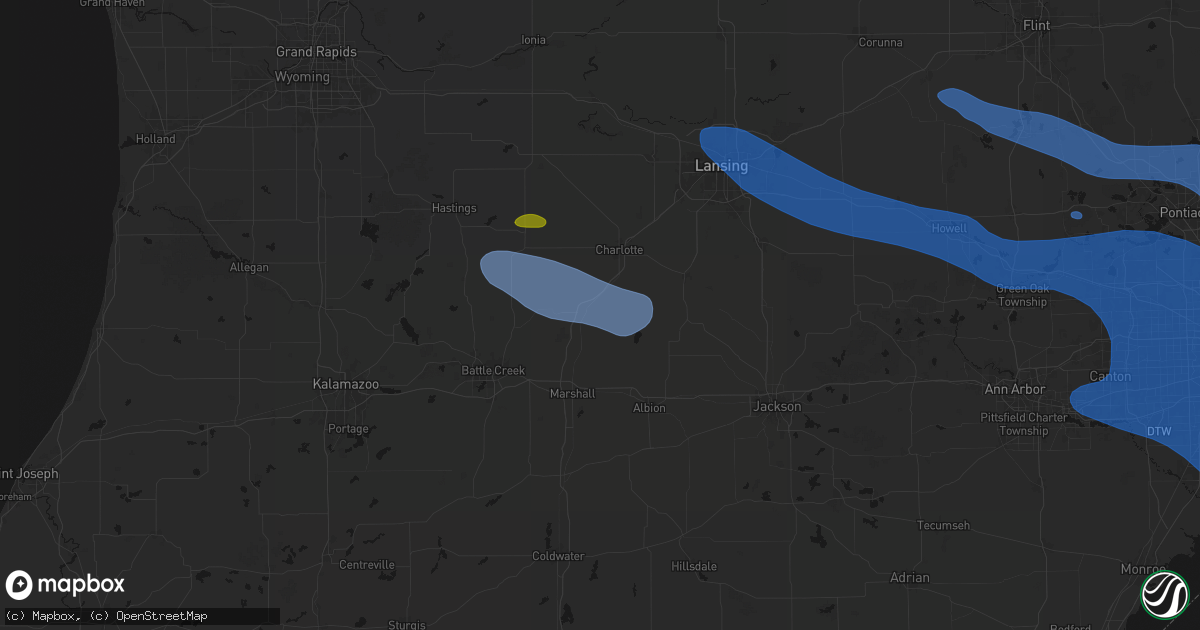 Hail map in Olivet, MI on September 3, 2026