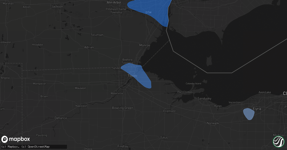 Hail map in Oregon, OH on September 3, 2026