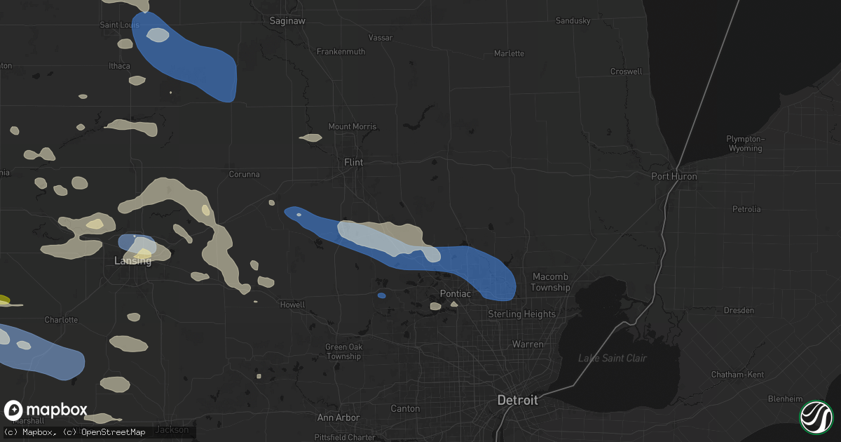 Hail map in Ortonville, MI on September 3, 2026
