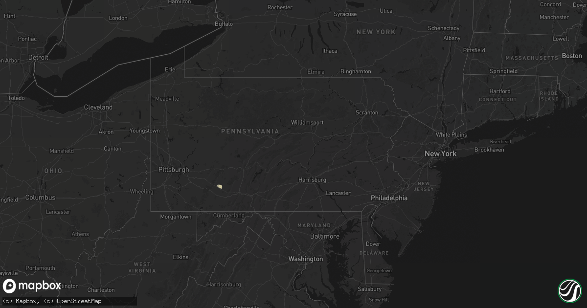 Hail map in Pennsylvania on September 3, 2026