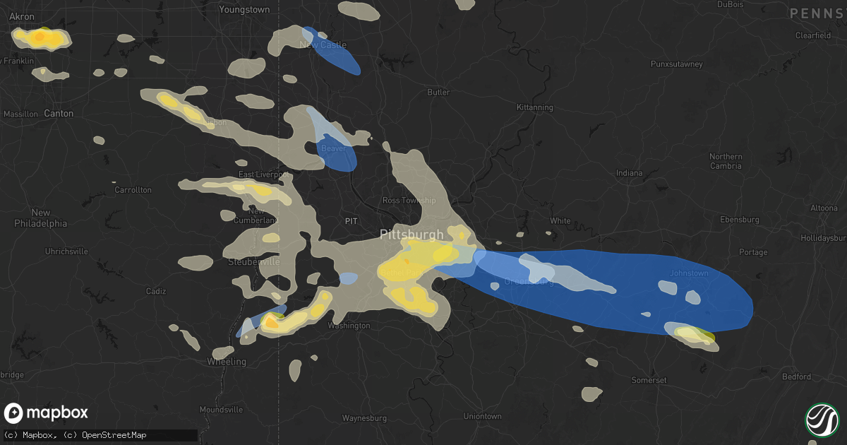 Hail map in Pittsburgh, PA on September 3, 2026