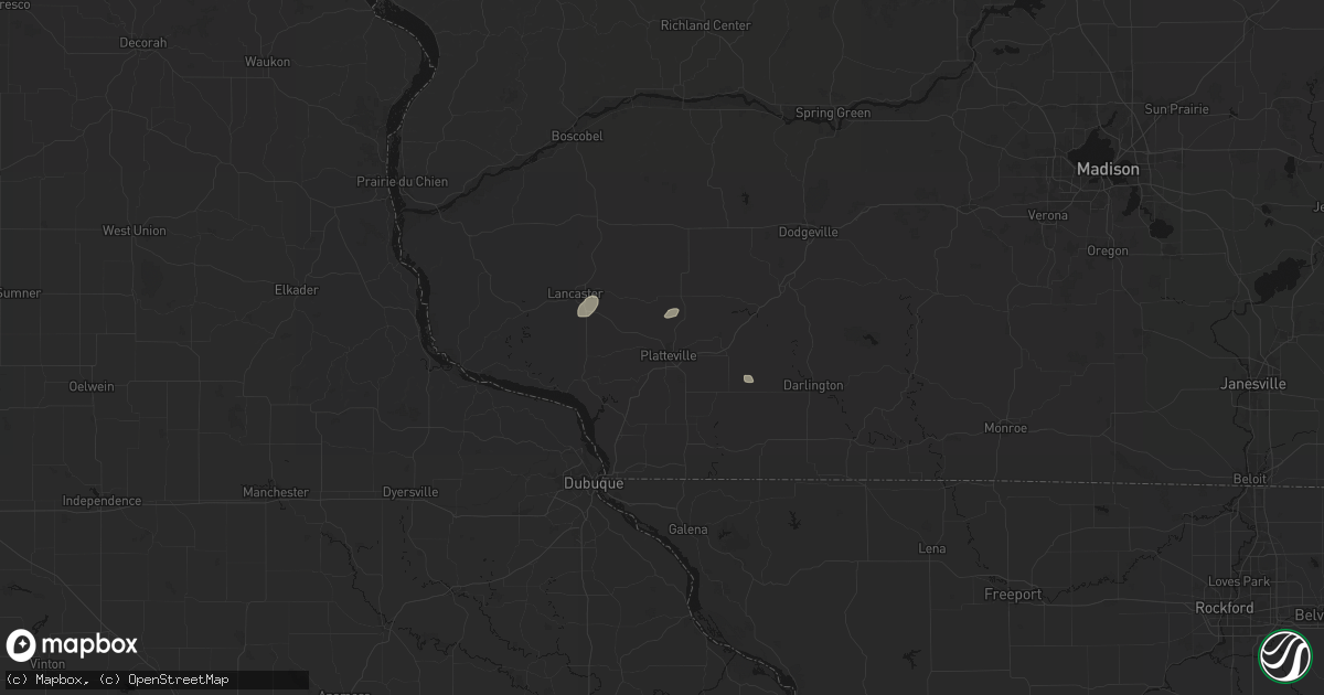 Hail map in Platteville, WI on September 3, 2026