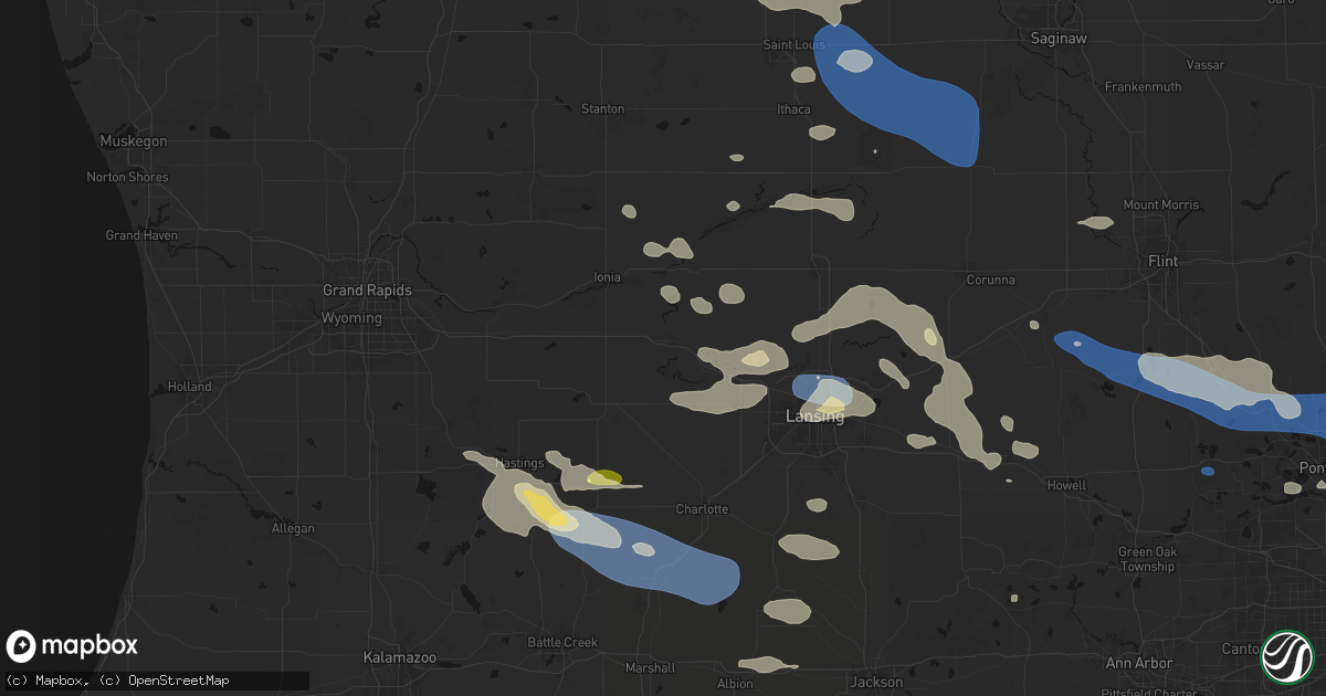 Hail map in Portland, MI on September 3, 2026