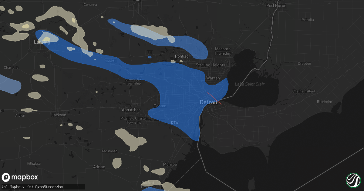 Hail map in Redford, MI on September 3, 2026