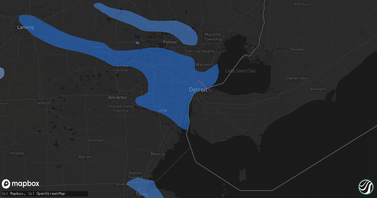 Hail map in River Rouge, MI on September 3, 2026