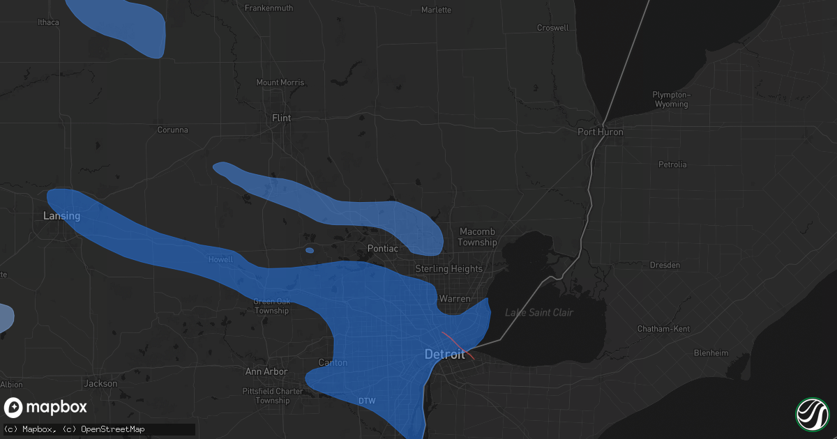 Hail map in Rochester, MI on September 3, 2026