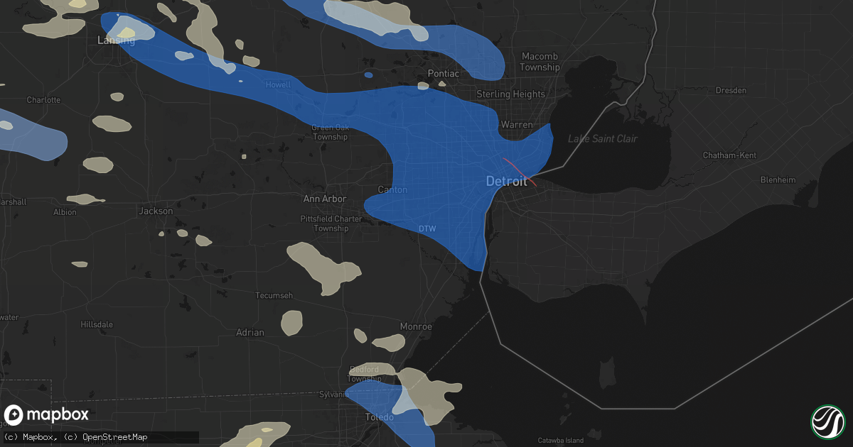Hail map in Romulus, MI on September 3, 2026