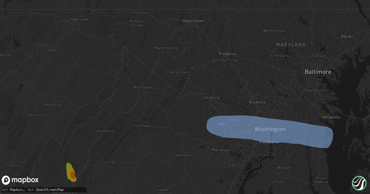 Hail map in Round Hill, VA on September 3, 2026