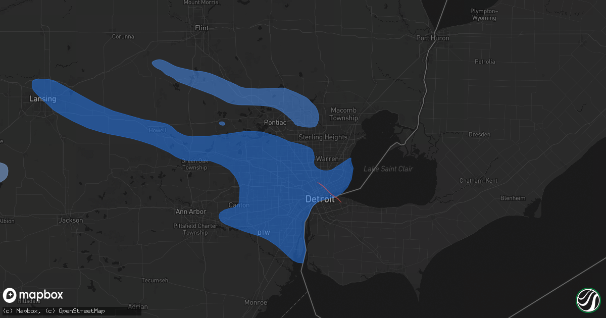 Hail map in Royal Oak, MI on September 3, 2026