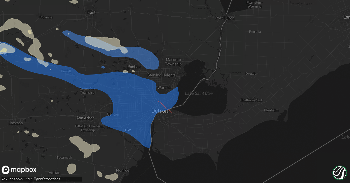 Hail map in Saint Clair Shores, MI on September 3, 2026