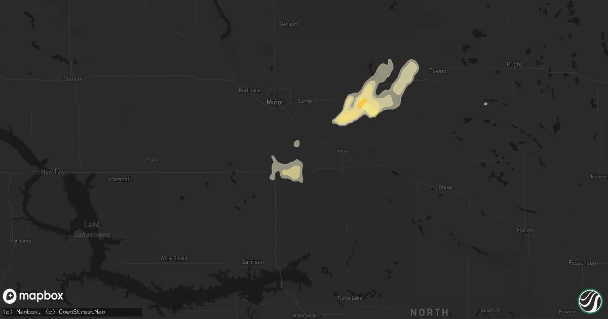 Hail map in Sawyer, ND on September 3, 2026