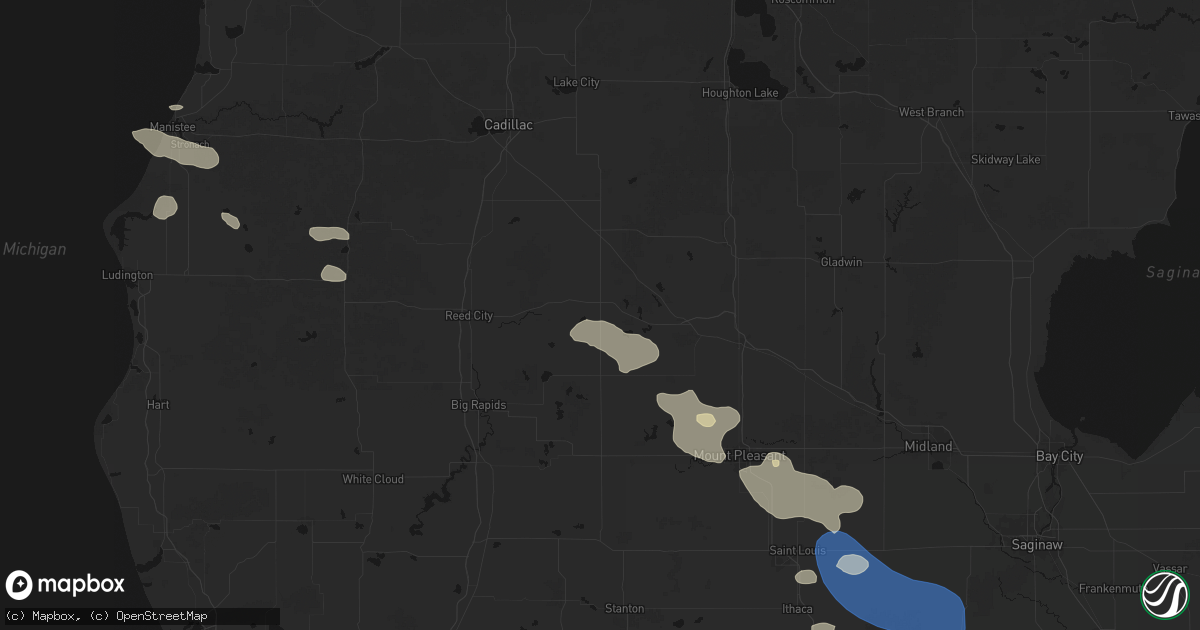 Hail map in Sears, MI on September 3, 2026