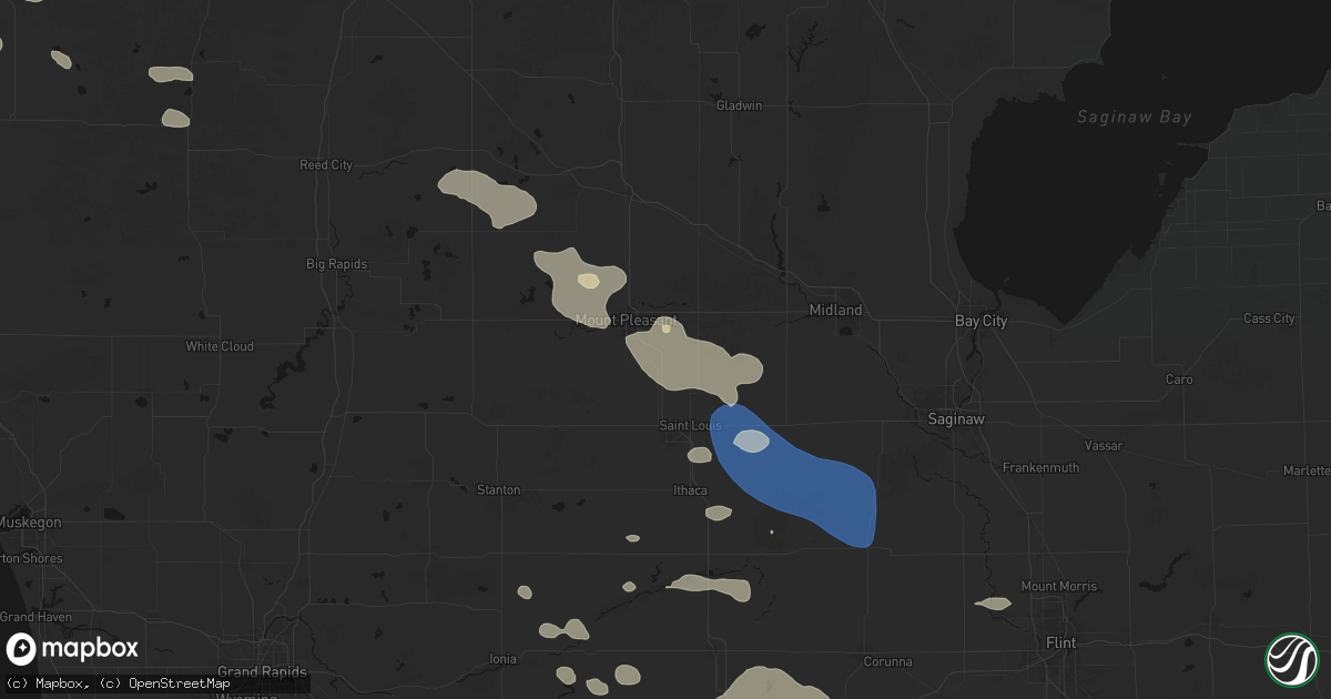 Hail map in Shepherd, MI on September 3, 2026