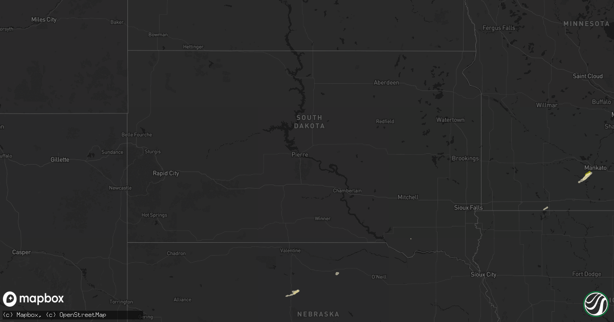 Hail map in South Dakota on September 3, 2026