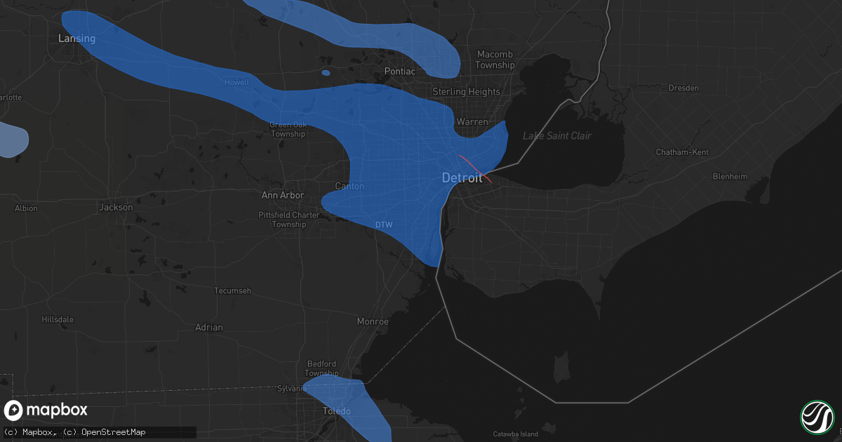 Hail map in Southgate, MI on September 3, 2026