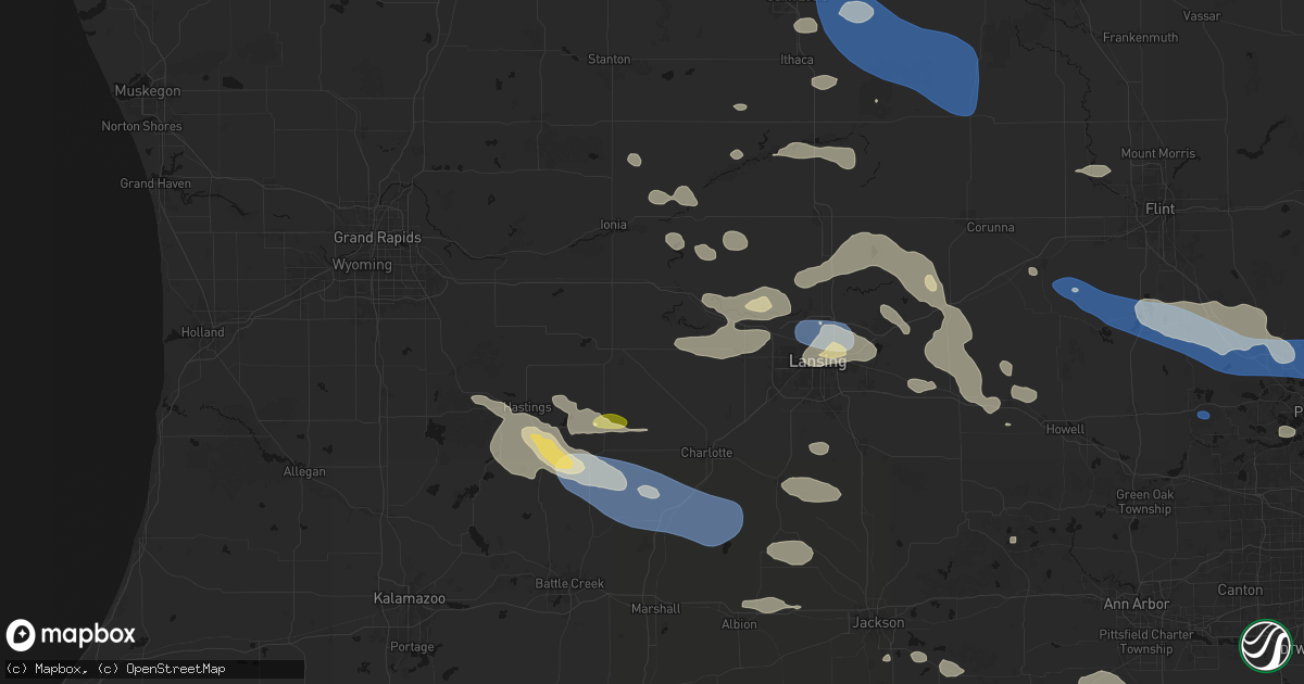 Hail map in Sunfield, MI on September 3, 2026