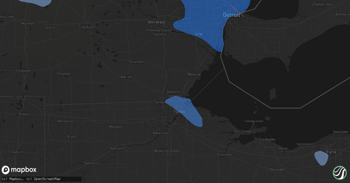 Hail map in Temperance, MI on September 3, 2026