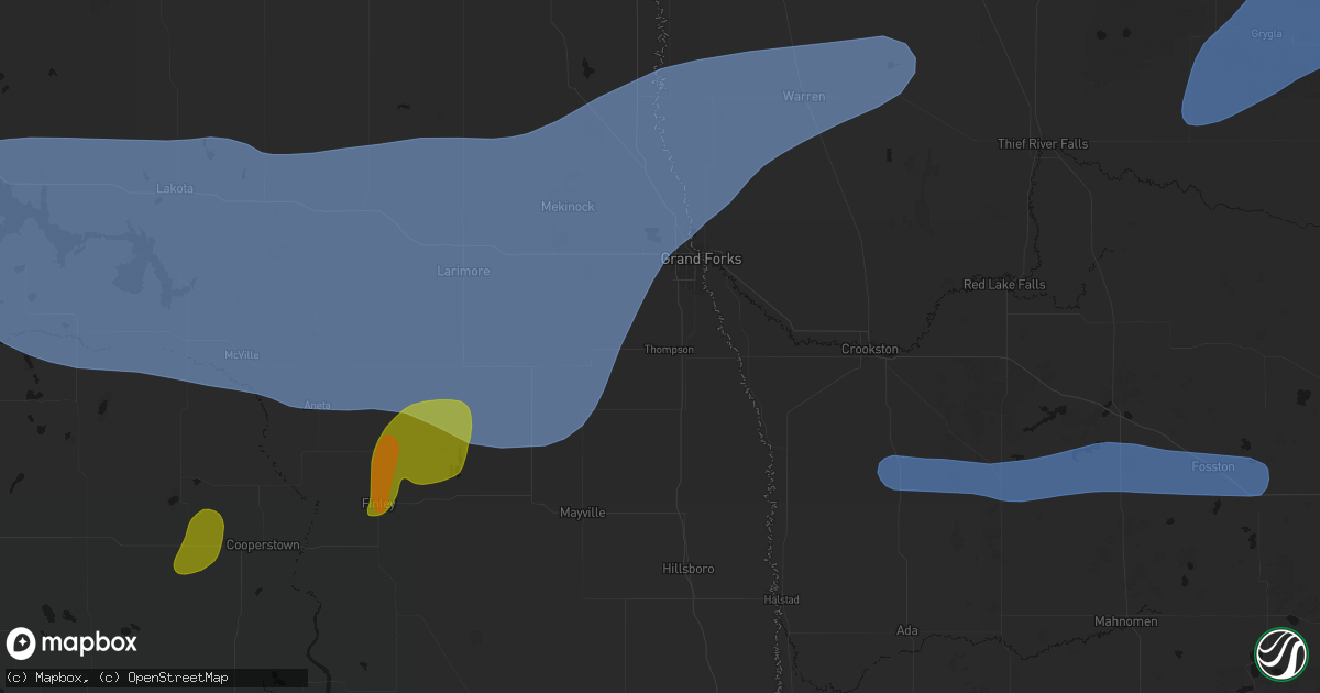 Hail map in Thompson, ND on September 3, 2026